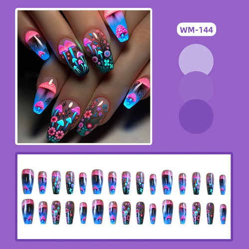  Mushroom Design Press on Nails Set cashymart