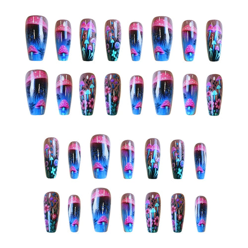  Mushroom Design Press on Nails Set cashymart