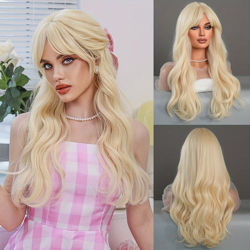  NAMM Platinum Blonde Wavy Wig cashymart