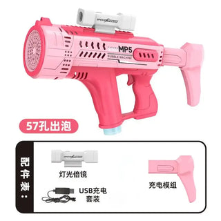  New Fully Automatic 57 Hole Colorful Light Bubble Gun cashymart