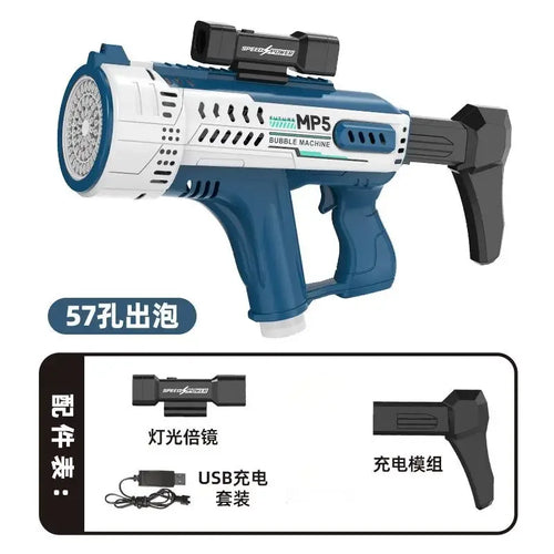  New Fully Automatic 57 Hole Colorful Light Bubble Gun cashymart