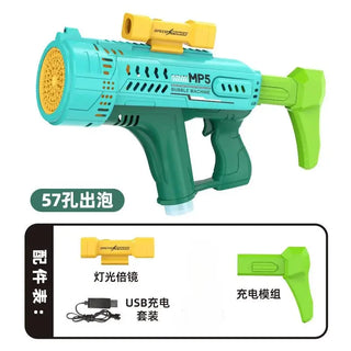  New Fully Automatic 57 Hole Colorful Light Bubble Gun cashymart