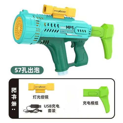  New Fully Automatic 57 Hole Colorful Light Bubble Gun cashymart