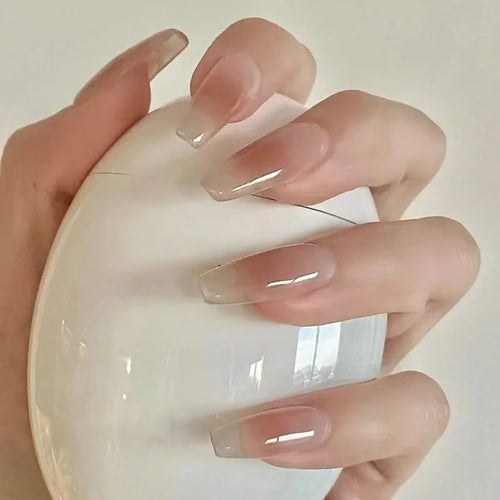  Ombre Coffin Pink Glossy Press On Nails cashymart