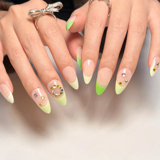  Pearl-Accented Black Almond Press-On Nails cashymart