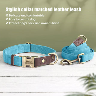  Personalized PU Leather Dog Collar and Leash cashymart