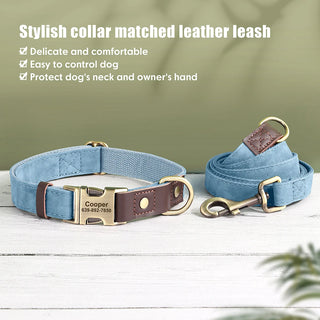  Personalized PU Leather Dog Collar and Leash cashymart