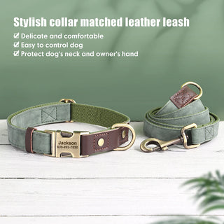  Personalized PU Leather Dog Collar and Leash cashymart