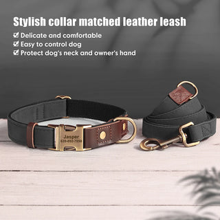  Personalized PU Leather Dog Collar and Leash cashymart