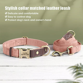  Personalized PU Leather Dog Collar and Leash cashymart
