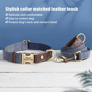  Personalized PU Leather Dog Collar and Leash cashymart