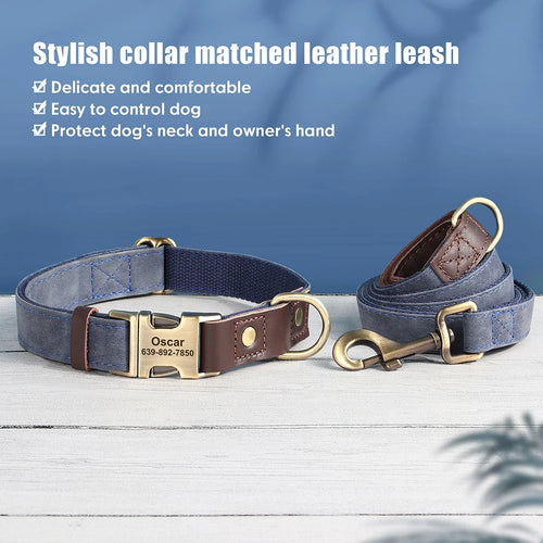  Personalized PU Leather Dog Collar and Leash cashymart