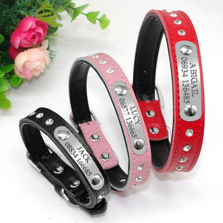  Personalized PU Leather Dog Collar with ID Tag cashymart