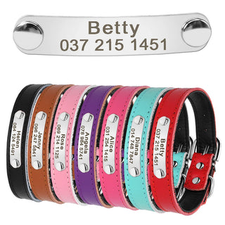  Personalized PU Leather Dog Collar with ID Tag cashymart