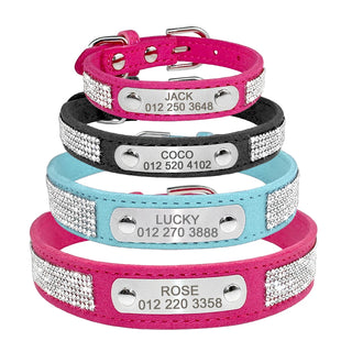  Personalized PU Leather Dog Collar with ID Tag cashymart