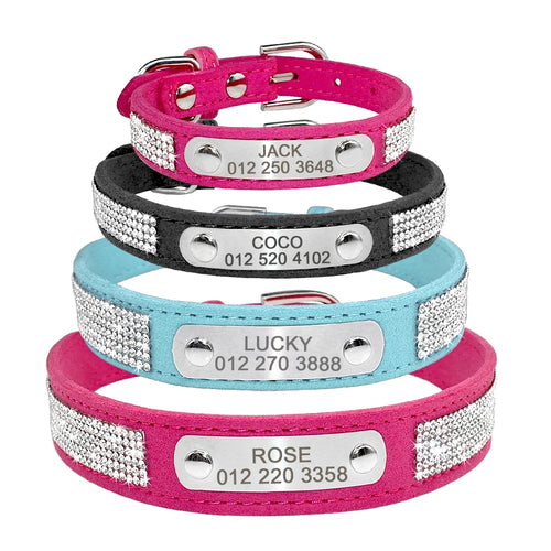  Personalized PU Leather Dog Collar with ID Tag cashymart