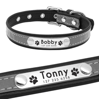  Personalized PU Leather Dog Collar with ID Tag cashymart