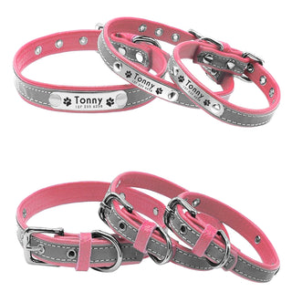  Personalized PU Leather Dog Collar with ID Tag cashymart