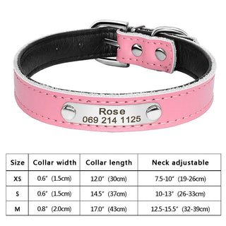  Personalized PU Leather Dog Collar with ID Tag cashymart