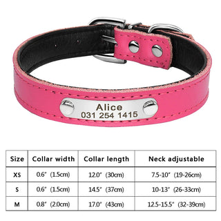  Personalized PU Leather Dog Collar with ID Tag cashymart