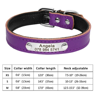  Personalized PU Leather Dog Collar with ID Tag cashymart