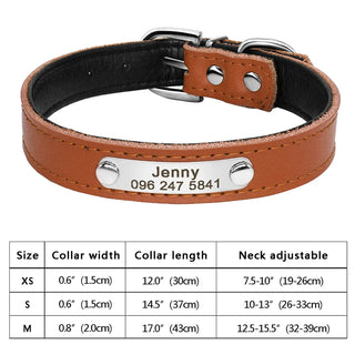  Personalized PU Leather Dog Collar with ID Tag cashymart