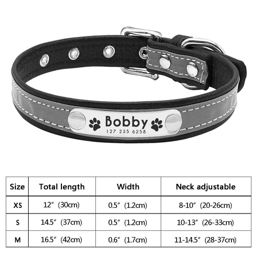  Personalized PU Leather Dog Collar with ID Tag cashymart