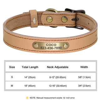  Personalized PU Leather Dog Collar with ID Tag cashymart