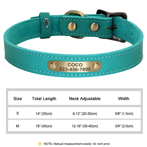  Personalized PU Leather Dog Collar with ID Tag cashymart