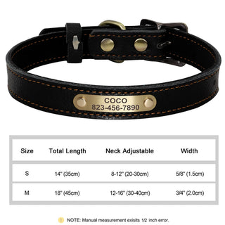  Personalized PU Leather Dog Collar with ID Tag cashymart