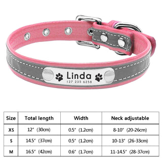  Personalized PU Leather Dog Collar with ID Tag cashymart