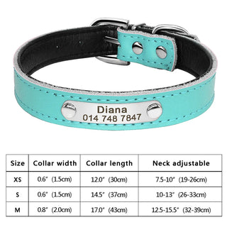  Personalized PU Leather Dog Collar with ID Tag cashymart
