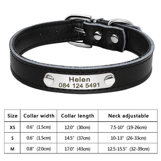  Personalized PU Leather Dog Collar with ID Tag cashymart