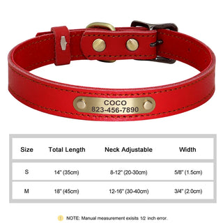  Personalized PU Leather Dog Collar with ID Tag cashymart