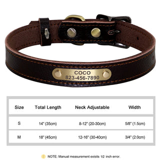  Personalized PU Leather Dog Collar with ID Tag cashymart
