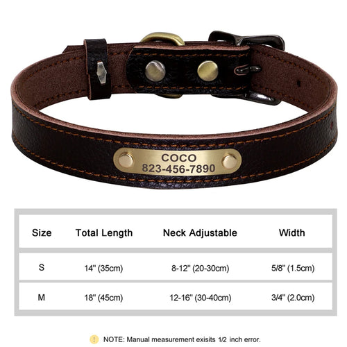  Personalized PU Leather Dog Collar with ID Tag cashymart