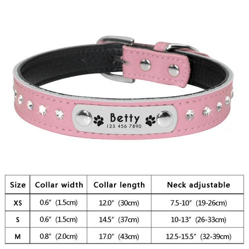  Personalized PU Leather Dog Collar with ID Tag cashymart