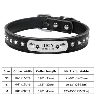  Personalized PU Leather Dog Collar with ID Tag cashymart