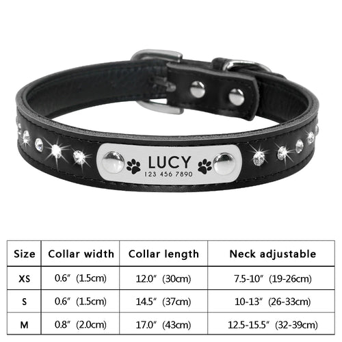  Personalized PU Leather Dog Collar with ID Tag cashymart