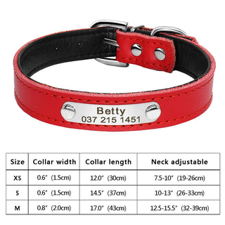  Personalized PU Leather Dog Collar with ID Tag cashymart