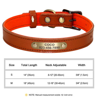  Personalized PU Leather Dog Collar with ID Tag cashymart