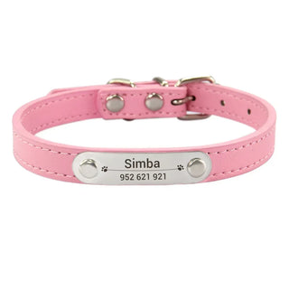  Personalized Pink Dog Collar with ID Carving cashymart
