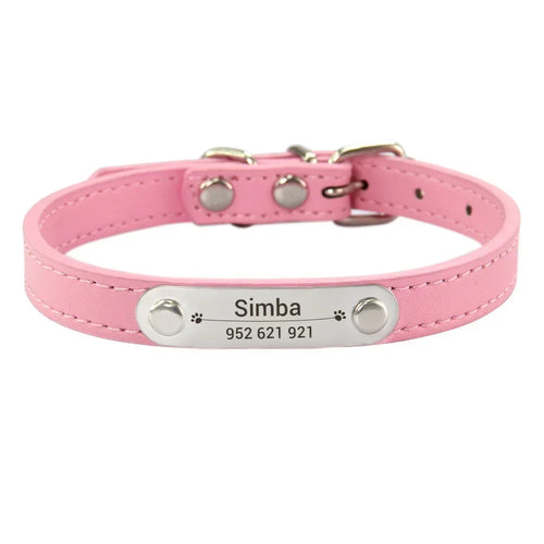  Personalized Pink Dog Collar with ID Carving cashymart