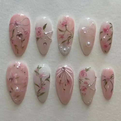  Pink Almond False Nails cashymart