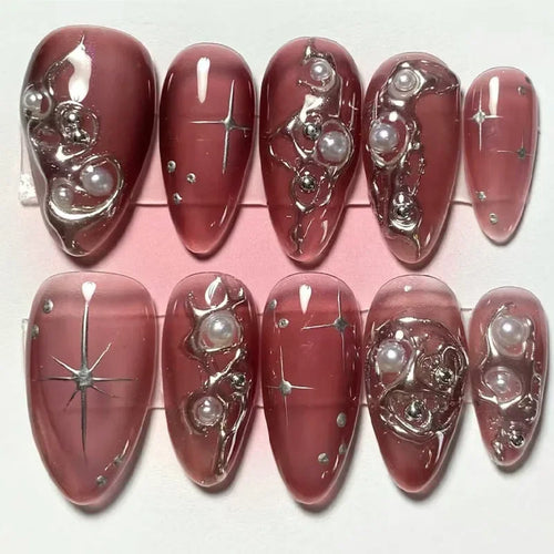  Pink Almond False Nails cashymart