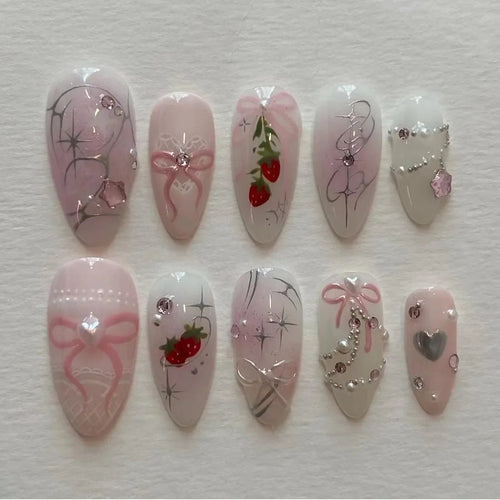  Pink Almond False Nails cashymart