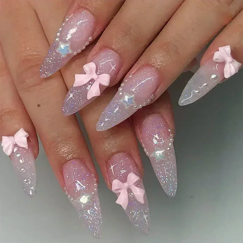  Pink Almond False Nails cashymart