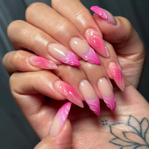  Pink Almond False Nails cashymart