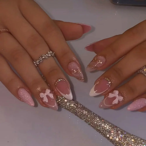  Pink Almond False Nails cashymart