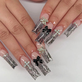 Pink Bow Press on Nails cashymart